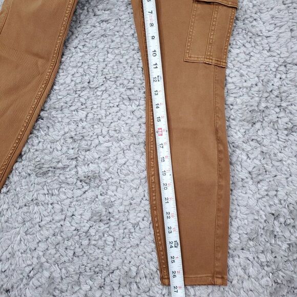 READ Spanx Stretch Twill Ankle Cargo Pant Size Small Petite Brown Pull On - Picture 9 of 10